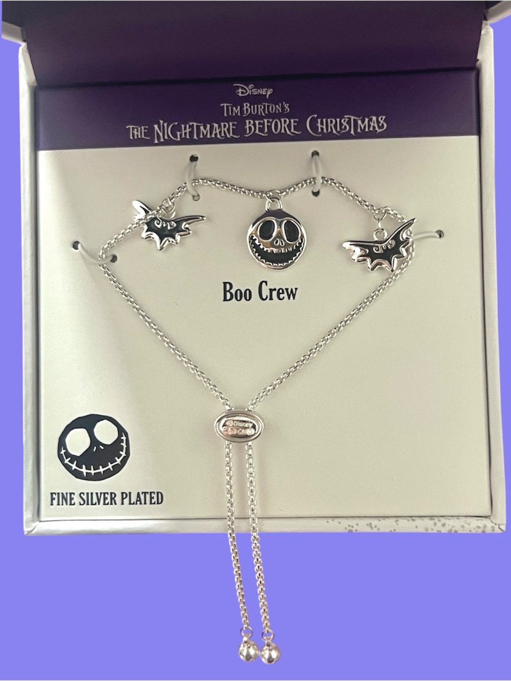 Nightmare Before Christmas Adjustable Bolo Charm Bracelet Silver Plated